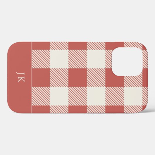Rustikales Chic Red Kariert Patterns Monogramm Case-Mate iPhone Hülle (Rückseite (Horizontal))