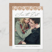 Rustikales Chic Sage und Burlap-Foto Save the Date (Vorne/Hinten)