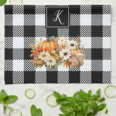 Rustikales Chic Schwarz-weiß Kariert Fall Garden M Geschirrtuch (Gefaltet)