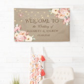 Rustikales Chic String Lights Floral Wedding Banne Banner (Insitu)