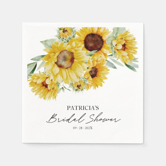 Rustikales Chic Sunflower Brautparty Serviette (Vorderseite)