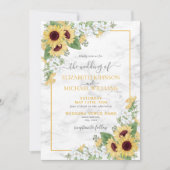 Rustikales Chic Sunflower & Gray Foto Hochzeit Einladung (Vorderseite)