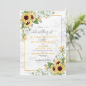Rustikales Chic Sunflower & Gray Foto Hochzeit Einladung (Stehend Vorderseite)