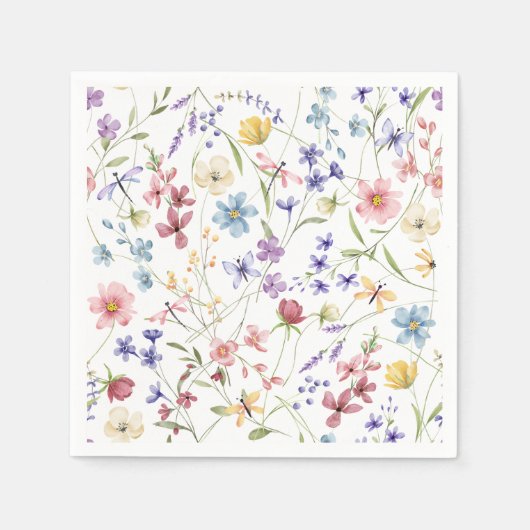 Rustikales Chic Wildblumen Party Serviette (Vorderseite)