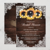 Rustikales Chic Wood Lace Sonnenblumen Brautparty Einladung (Vorne/Hinten)