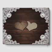 Rustikales Chic Wood Lace Sunflower Wedbook Gästebuch (Rückseite)