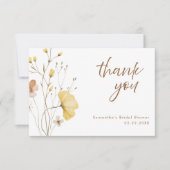Rustikales Chic Yellow Floral Brautparty Dankeskarte (Vorderseite)