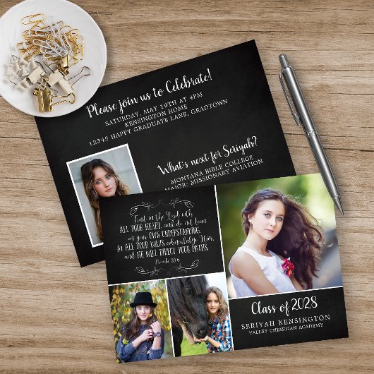 Rustikales Christliches Abschluss Bible Verse Foto Einladung