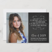 Rustikales Christliches Bibel Verse Abschluss Foto Einladung (Vorderseite)