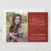 Rustikales Christliches Bibelverse Roter Abschluss Einladung (Vorderseite)