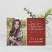 Rustikales Christliches Bibelverse Roter Abschluss Einladung (Stehend Vorderseite)