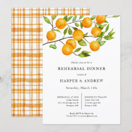 Rustikales Citrus Hochzeit Probe Dinner Einladung