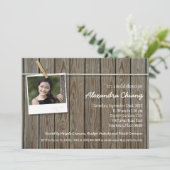 Rustikales Clothesline-Foto-Brautparty Einladung (Stehend Vorderseite)