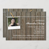 Rustikales Clothesline-Foto-Brautparty Einladung (Vorne/Hinten)