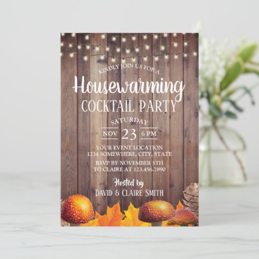 Rustikales Cocktail-Party im Herbst Einladung (Stehend Vorderseite)