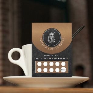 Rustikales Coffee Shop Logo-Chalkboard Loyalität P Visitenkarte