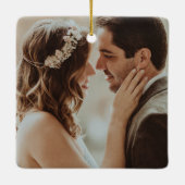 Rustikales Conifer Pine Cone Save the Date Foto Keramikornament (Rückseite)