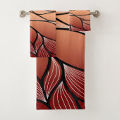 Rustikales Coppery Bronze-Verlass-Muster Badhandtuch Set (Insitu)