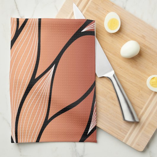 Rustikales Coppery Bronze-Verlass-Muster Geschirrtuch (Viertel Falte)