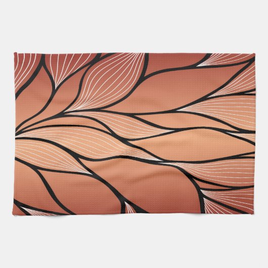 Rustikales Coppery Bronze-Verlass-Muster Geschirrtuch (Horizontal)