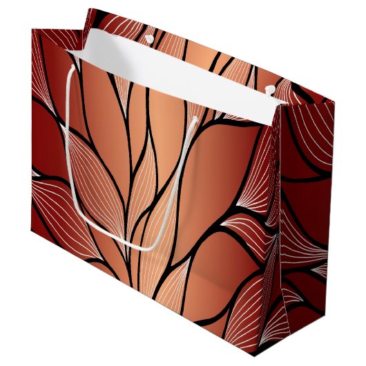 Rustikales Coppery Bronze-Verlass-Muster Große Geschenktüte (Vorderseite Schrägansicht)