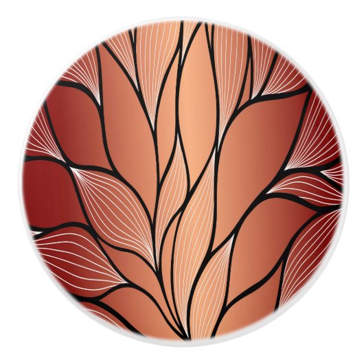 Rustikales Coppery Bronze-Verlass-Muster Keramikknauf (Vorderseite)