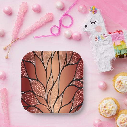 Rustikales Coppery Bronze-Verlass-Muster Pappteller (Party)