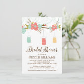 Rustikales Coral Mint Mason Jar Branch Brautparty Einladung (Stehend Vorderseite)