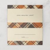 Rustikales Cotattecore Orange und Beige Kariertes Platzkarte (Außenseite Aufgefaltet)