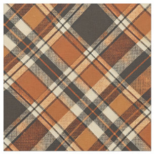 Rustikales Cotattecore Orange und Beige Kariertes  Stoff