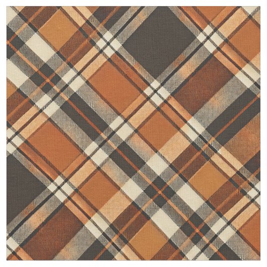 Rustikales Cotattecore Orange und Beige Kariertes Stoff (Nahaufnahme)