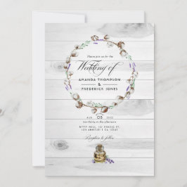 Rustikales Cotton Lavender Country QR Code Hochzei Einladung