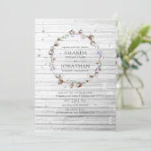Rustikales Cotton Lavender Wedding Einladung (Stehend Vorderseite)