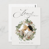 Rustikales Cotton Pine Cone Weihnachtskranz Foto Postkarte (Vorne/Hinten)