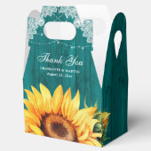 Rustikales Country Aquamarin Wood Sunflower Weddin Geschenkschachtel (Geöffnet)