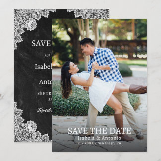 Rustikales Country Black Chalkboard Spitzen Hochze Save The Date