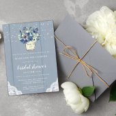 Rustikales Country Blue Mason Jar Wood Brautparty Einladung