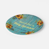 Rustikales Country Blue Sunflower Baby Sprinkle Pa Pappteller (Schrägansicht)