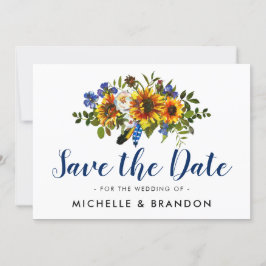 Rustikales Country Blue und Gelb Save the Date