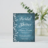 Rustikales Country Blue Wirbel Brautparty Postkart Einladungspostkarte (Stehend Vorderseite)