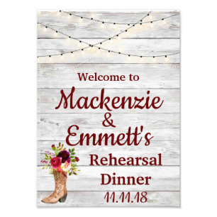 Rustikales Country Boho Western Probe Abendessen U Fotodruck