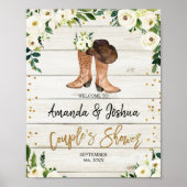 Rustikales Country Boots Dusche Begrüßungszeichen Poster (Vorne)