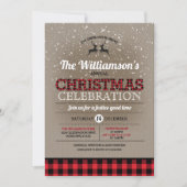 Rustikales Country Buffalo Karo Weihnachtsfeiertag Einladung (Vorderseite)