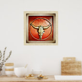 Rustikales Country Bull Horns Imitate Lederdesign Poster (Küche)