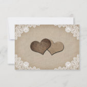 Rustikales Country Burlap and Lace Wedding RSVP (Rückseite)