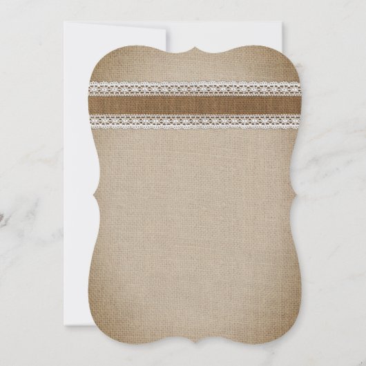 Rustikales Country Burlap Lace String Lights Hochz Einladung (Rückseite)