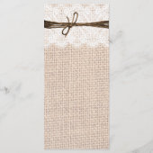 Rustikales Country Burlap Lace Twine Wedding Progr Programm (Rückseite)