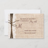 Rustikales Country Burlap Lace Twine Wedding RSVP (Vorderseite)