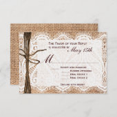 Rustikales Country Burlap Lace Twine Wedding RSVP (Vorne/Hinten)