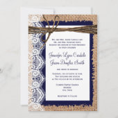 Rustikales Country Burlap Lace Twine Wedites Einladung (Vorderseite)